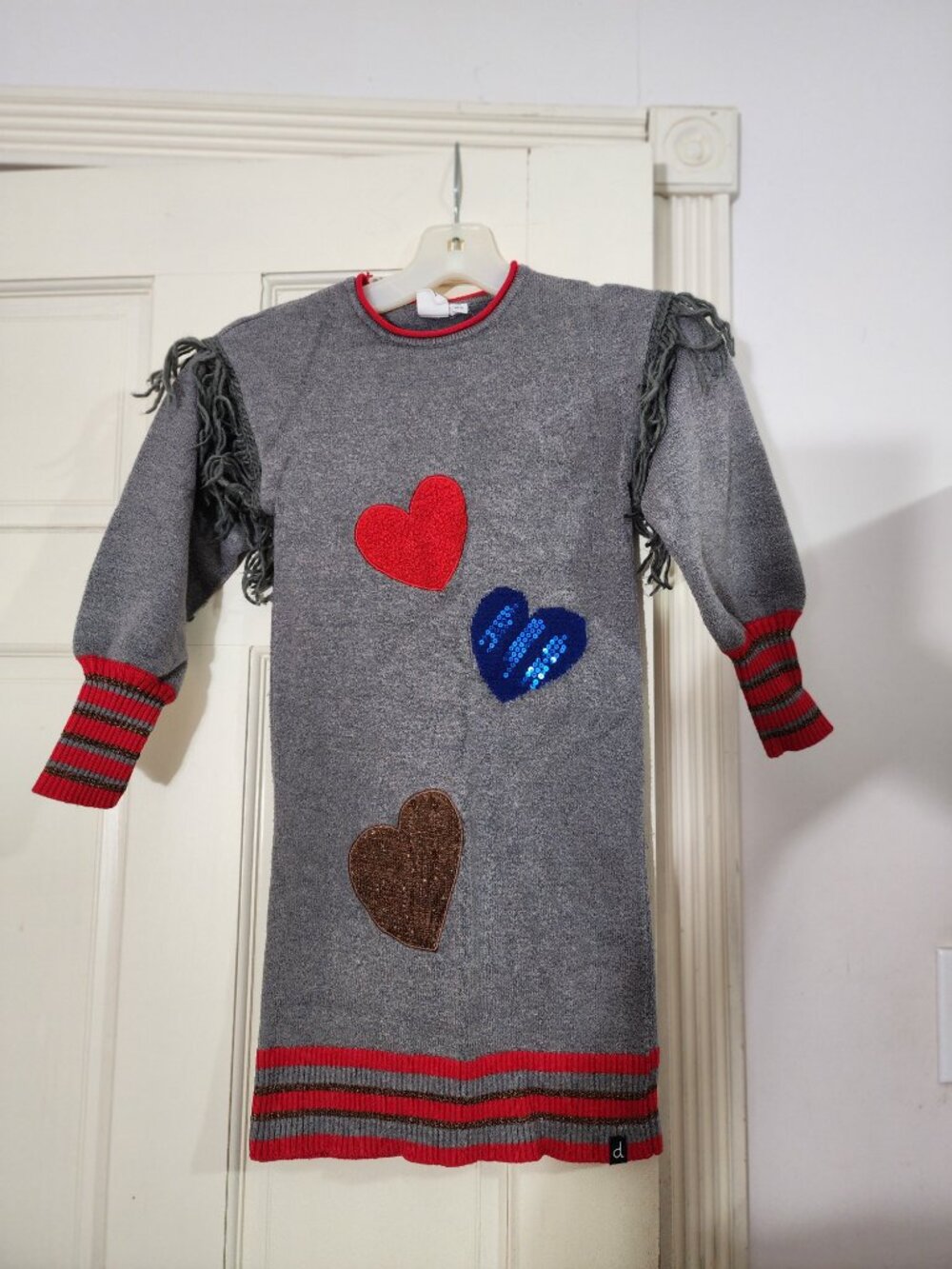 DEUSE NAR DEUSE Little girl knited sweater heart dress size 7 (A5) - Picture 3 of 9